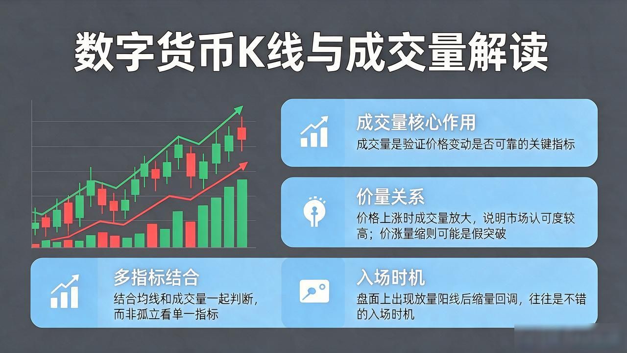 数字货币盘面图解_成交量验证价格变动_读懂K线