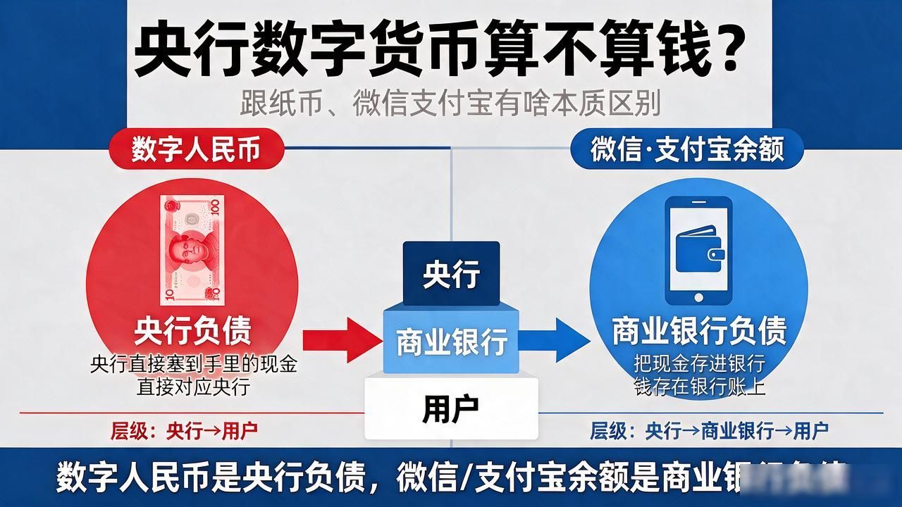 央行数字货币算不算钱？跟纸币、微信支付宝有啥本质区别