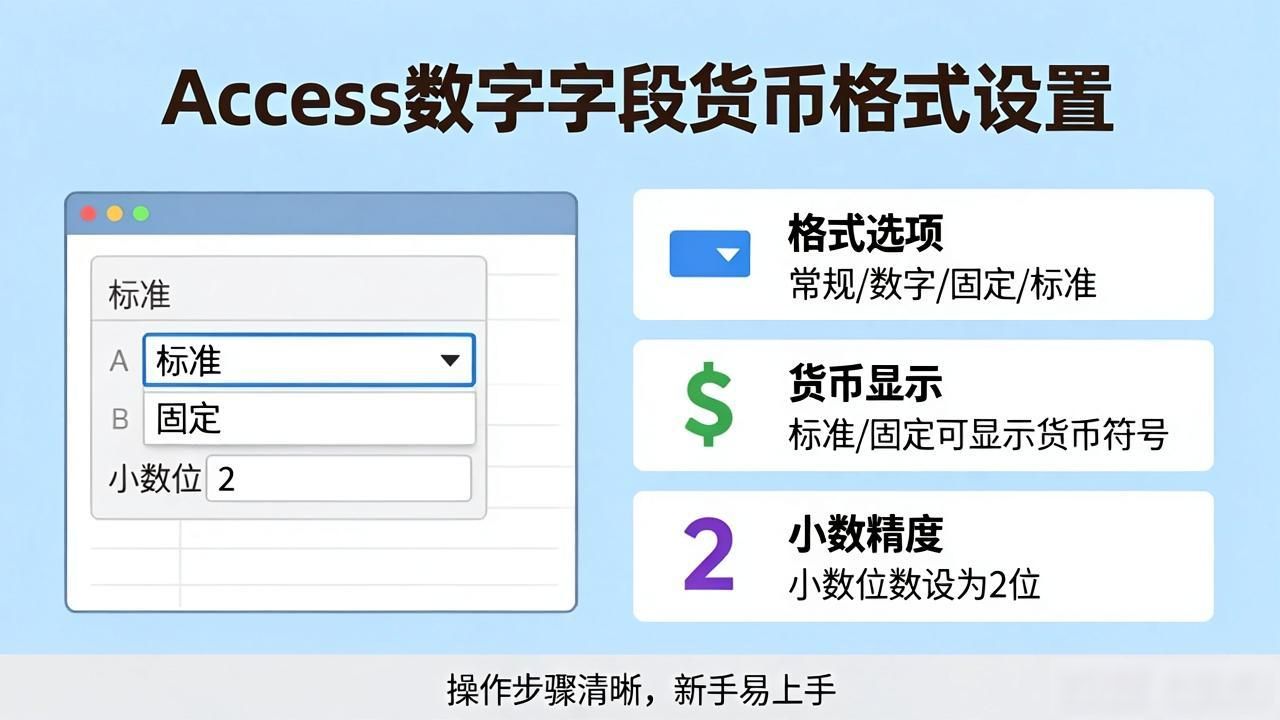 Access数据库设置货币符号_Access字段格式设置货币_access数字类型在哪里设置货币