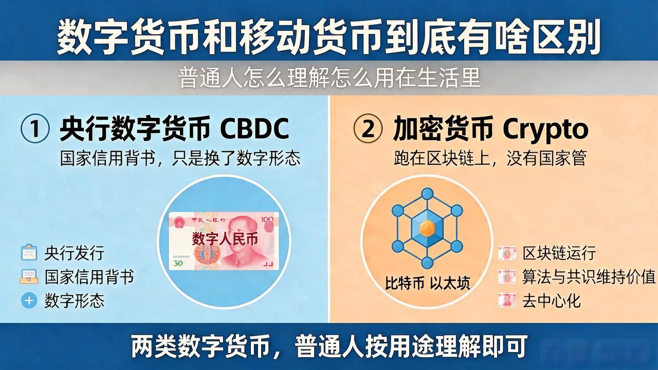 数字货币和移动货币到底有啥区别 普通人怎么理解怎么用在生活里